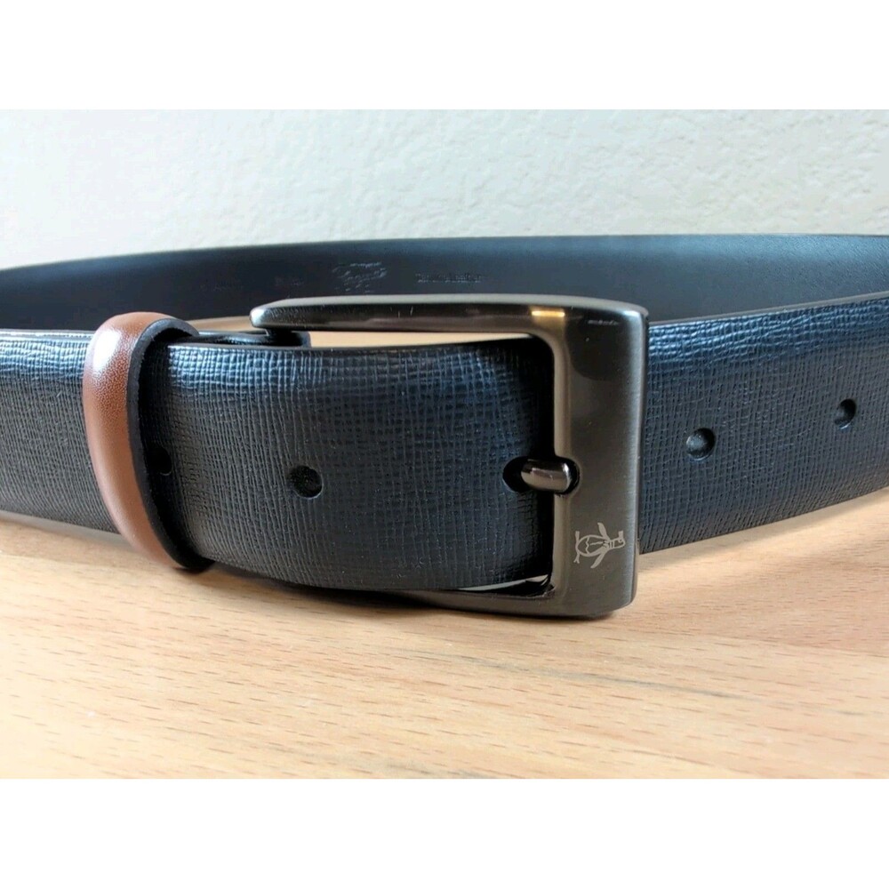 Men’s Penguin Navy And Saddle Leather Belt 34/85